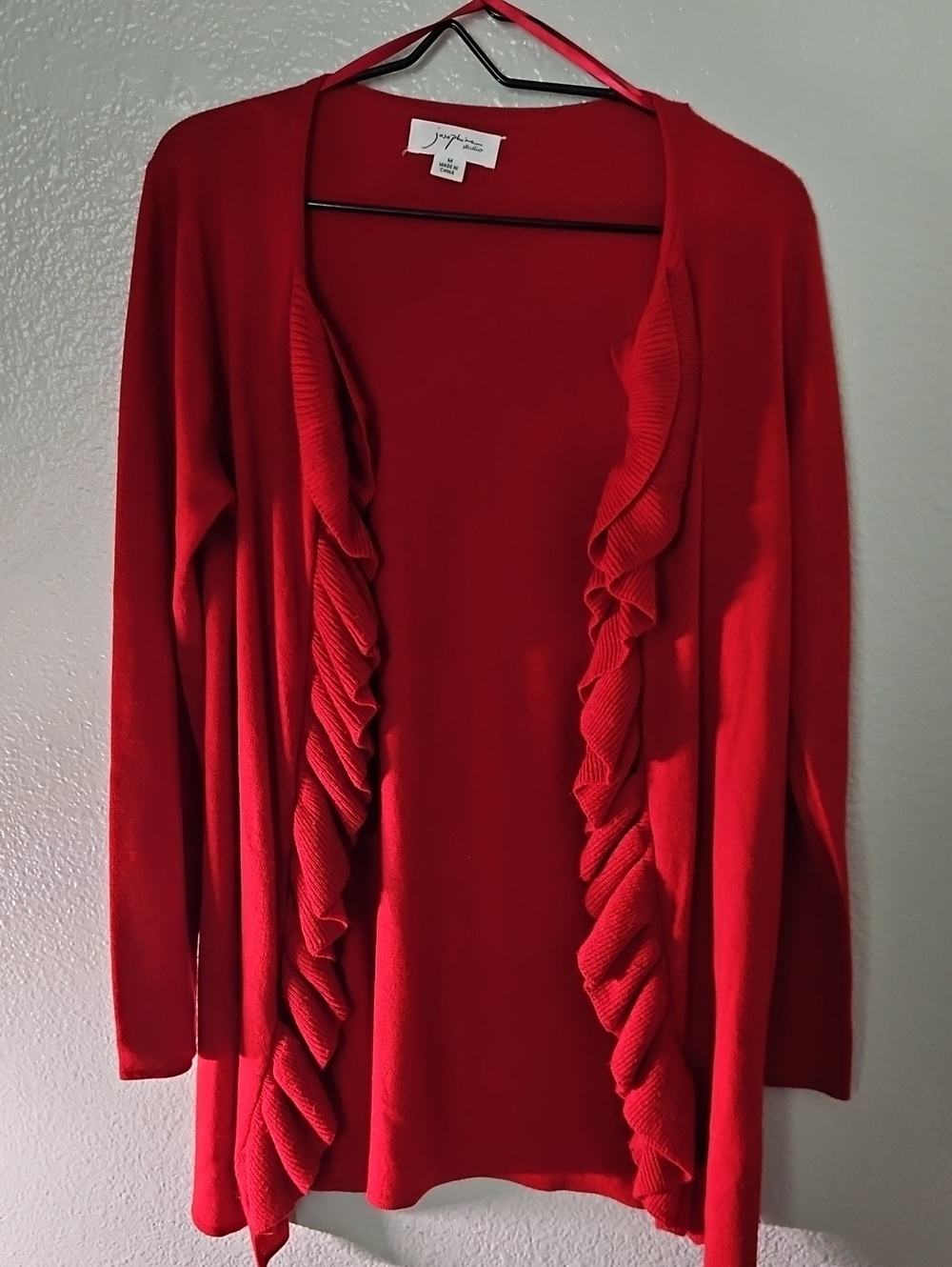 Josephine Studio Lovely Red Cardigan With Cascading Ruffles Size M